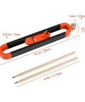 Heavy Duty Contour Scribe Tool With Two Included Pencils And Secure Clamp Lock For Spot On Profile Tracing, measurements shown.