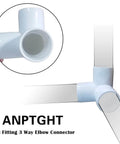One Half Inch PVC Tee Fitting 3 Way Elbow Connector Furniture Grade 90 Degree Side Outlet in a corner connection view