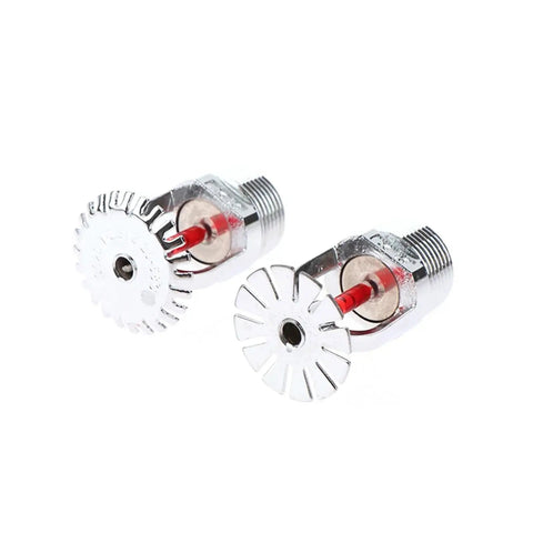 Rock Solid Pendent Fire Sprinkler Head At 68 Degree Rating With Half Inch Thread Connection Built For Quick Fire Suppression Jobs And Dang Reliable Commercial Safety Gear, chrome finish, two units.