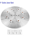 Cole Jaw Set For Nova Chucks 10 Inch Full Size Jaw With 1 Inch 8tpi Threads And Buffer Kit in silver, top view