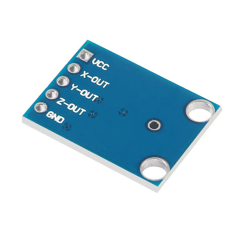 Three Pack ADXL335 3-Axis Accelerometer Sensor Module GY-61 With Analog Output 3-5V For Motion Control, Gaming, Image Stabilization, Wearables, Vibration Monitoring, And Mobile Devices blue PCB with VCC and axis pins