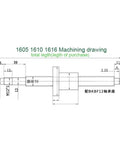 Machining drawing for High Performance Ball Screw Nut Assembly For SFU1605 SFU1610, shows dimensions and specifications.