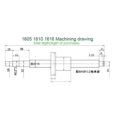 Machining drawing for High Performance Ball Screw Nut Assembly For SFU1605 SFU1610, shows dimensions and specifications.