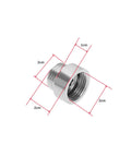 Two Pack Half Inch BSP Stainless Steel Male To Female Pipe Thread Extension Adapters For Water Main And Home Plumbing Fittings Easy Connect No Weld Straight Extension 10mm, showing measurements.