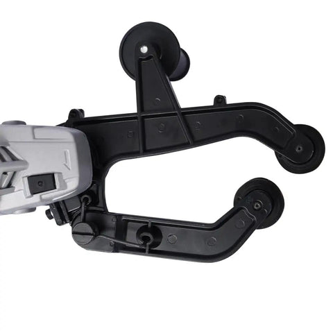 Badass Tube Belt Sander Polisher With Slick Variable Speed Control For Smooth Stainless Steel Pipe Grinding And A Dope Mirror Finish Powered By A Heavy 1300W Motor At 110V showing detailed rollers and motor design.
