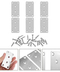6 Pack Stainless Steel Straight Brackets For Furniture Repair And Mending Plates Flat Braces with screws visible