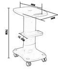 No-Fret Rolling Utility Cart With Ultra-Silent Caster Wheels Sturdy ABS Construction showing 75CM height and 48CM width.