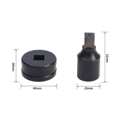 Square Die Punching Set For CH-70 Machine, Hydraulic Die Kit With Upper And Lower Dies, includes two components, dimensions shown.