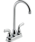 Two Handle Bar And Prep Faucet For Kitchen Sink With ADA Compliance And Durable Brass Construction, chrome finish, curved spout
