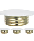 Built Tough Concealed Fire Sprinkler Ceiling Cover Plate With Slick Trim Ring Escutcheon in white and gold finish.