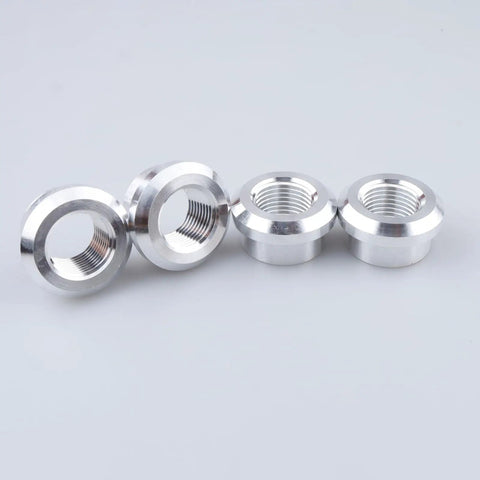 Shop Grade 3/8 Inch NPT Female Aluminum Weld On Bung Plate Kit Four Pack includes four sleek 6061 T6 alloy bungs.