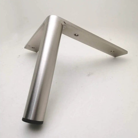 Heavy Hitters Stainless Steel Furniture Legs 8 Piece Metal Foot Set With Non Slip Padded Bottoms Sweet Silver upright leg with mount.