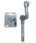 Built Tough Electronic Drum Module Mount Plate With Adjustable Tilting Holder, metal alloy body with tilted arm in silver