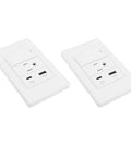 Double Pack Wall Outlet Receptacle With Single Toggle Switch, 15 Amp Three Prong Ac Socket And Snazzy 10 Watt Usb C Charging Port, white dual plug design