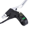 Close-up of Aluminum Bicycle Brake Lever Set Left And Right For 22.5mm Handlebars Wired Cables, black and silver lever detail