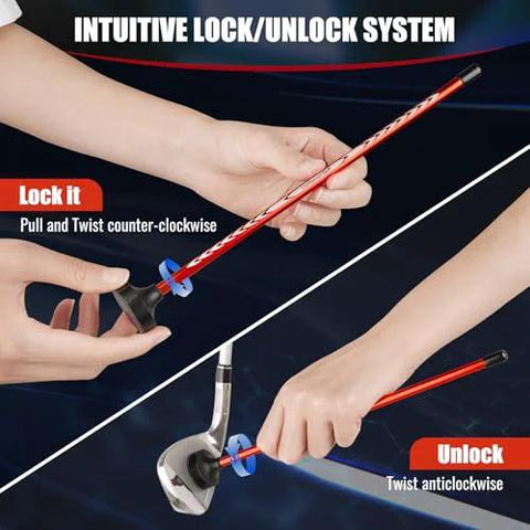 Golf Alignment Rods Swing Training Aid With Magnetic Base, 10 Inch Alignment Stick For On Course Practice, intuitive lock system use