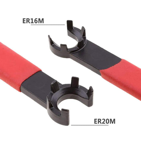 Two Pack ER16 ER20 M Type Collet Chuck Wrench Spanner With Anti Slip Handle For ER16M ER20M Lathe Clamping Nut, red handles