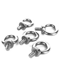 5 Piece Stainless Steel Ring Eye Bolts M10 Male Thread For Heavy Duty Machinery Lifting Shoulder Eye Bolts on white background