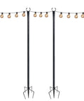 Outdoor String Light Pole With 5 Prong Fork Steel Pole For Patio Garden Backyard And Events Plug And Play Easy Setup 3 Section Detachable Design 2 Pack