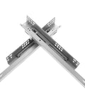 Two Pack Undermount Drawer Slides With Soft Close Damping For No Slam Quiet Smooth Glide Cabinet Rails, silver metal, X-crossed