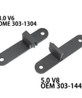 Two metal components from the Land Rover Jaguar Camshaft Timing Tool Kit For 5.0L V8 And 3.0L Supercharged V6 Engines, top view.