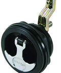 Whitecap S-0226BC T-handle latch with keyed lock, black, 3-inch diameter, angled front view