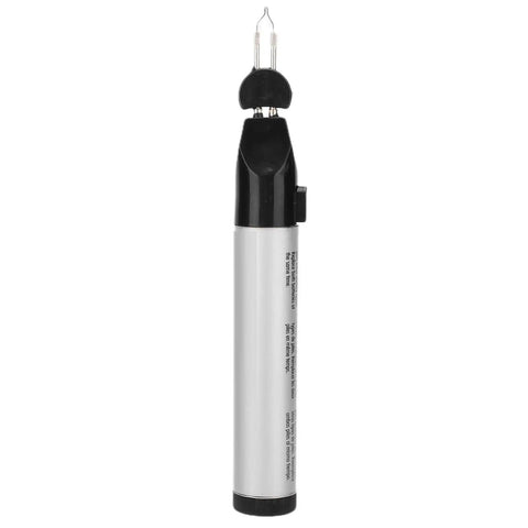 No Sweat Quick Heat Thread Burning Pen Trims And Melts Frayed Edges Handheld Electric Seam Sealer, silver and black design.