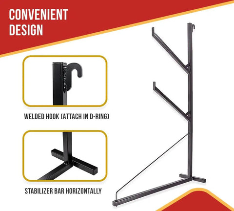 Heavy Beefy 2 Pack Container Pipe Racks With Integrated Workbench Surface 500 Pound Max Load Pro Grade black steel welded hook design.