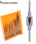 Compact 10 Piece Pro Grade HSS Micro Tap Set M1 To M3.5 With Adjustable Tap Wrench For Your Home Workshop Tapping