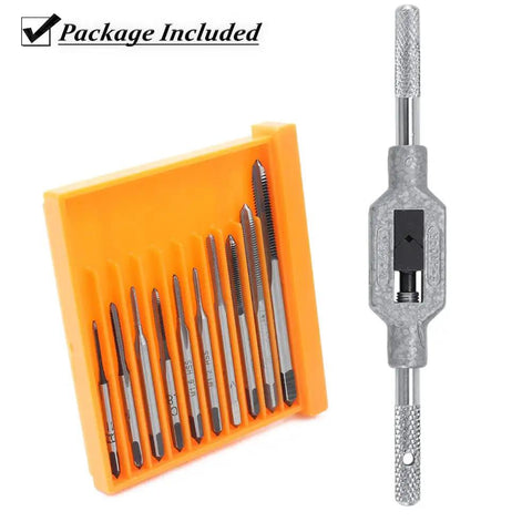 Compact 10 Piece Pro Grade HSS Micro Tap Set M1 To M3.5 With Adjustable Tap Wrench For Your Home Workshop Tapping