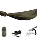 Ultralight 11-Foot Camping Hammock With 40D 1.7oz Nylon Ripstop, Ultra Portable Outdoor Hammock With Two 12ft Tree Straps in OD Green