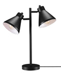 18 Inch Two Light Desk Lamp With Industrial Style Pivoting Heads Matte Black Finish And Dual Switches With E26 Base