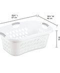 Six Pack HipHold Laundry Basket 1.25 Bushel White Contoured Plastic Hamper With Ventilated Holes And Comfort Grip Handles