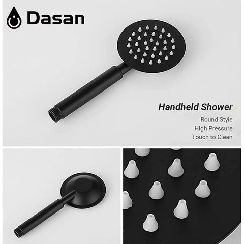 Outdoor Shower Fixture Set With 3 Function Matte Black Faucet 8 Inch Rainfall Shower Head Handheld Sprayer Spout And SUS 304 Stainless Steel Build For Durable Pro Grade Style Bathroom Shower Upgrade handheld sprayer