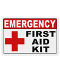 Emergency First Aid Kit Warning Sign 8 By 12 Inch Durable Aluminum Safety Tin Sign for office job site compliance