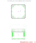 Technical drawing of Tough As Nails IP67 Waterproof ABS Junction Box, dimensions indicated for outdoor electronic projects.