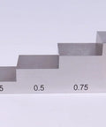 Pro Grade Four Step 1018 Steel Test Block Set With 0.25 Inch 0.5 Inch 0.75 Inch And 1 Inch Steps, ASTM E797 Certified, Includes ABS Carrying Case And Certificate, shown in side view