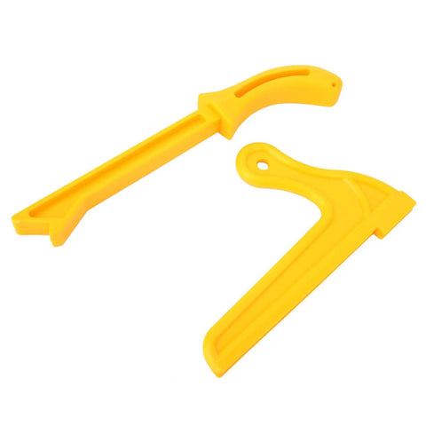 Two Pack Yellow Plastic Push Sticks for Safe Woodworking Ergonomic Handle Durable Push Blocks for Router Table Shaper Band Saw and Table Saw