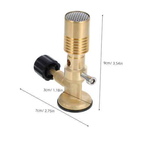 Flame Bunsen Burner Portable Gas Blowtorch Head with dimensions for Propane Cooking Stove Outdoor Heating and Adjustable Flame