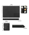 Straight Fire Premium Silicone Coffee Drip Mat With Built In Tamping Station, Non Slip Overflow Shield For Oster Perfect Brew, Heavy Duty Barista Counter Organizer And Quick Drainage Tray, Black, showing measurements and design details.