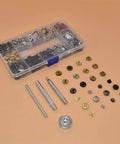 12.5 mm Snap Fastener Kit With 12 Colors And 120 Sets Metal Snaps And Press Tool For Clothing Sewing And Crafting A Go To Kit For Designers And DIY Makers, including installation tools and organized case.