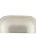 Farmhouse Cup Pull Cabinet Hardware Medium Satin Nickel Finish, Solid Forged Brass Drawer Pull for Kitchen and Bathroom Cabinets.