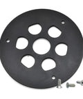Premium Router Sub Base With Five Point Seven Five Inches And One And One Eighth Inch Opening displaying black acrylic plate with holes.