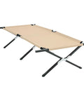 Extra Wide Camping Cot For Adults With 30.3 Inch Sleep Space No Squeeze Comfort Foldable Army Bed for camping use, beige fabric