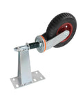 Heavy Duty Red Rubber Gate Caster Wheel Featuring Bounce Back Shock Spring And 600 Pound Load Rating For seamless universal fence glide system.