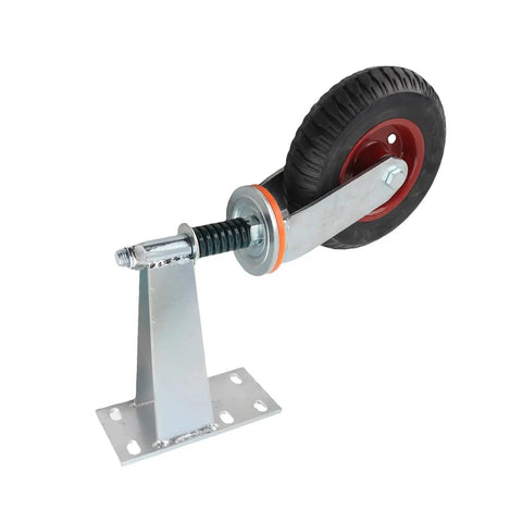 Heavy Duty Red Rubber Gate Caster Wheel Featuring Bounce Back Shock Spring And 600 Pound Load Rating For seamless universal fence glide system.