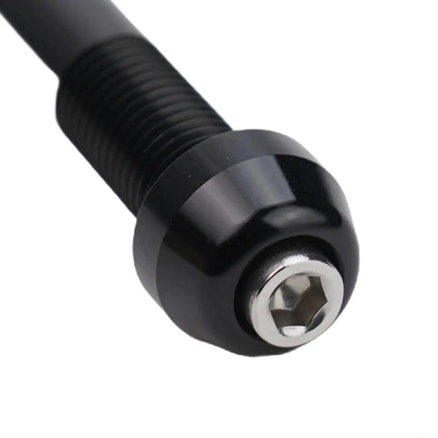 Close-up of Beefed Up Heavy Duty Adjustable Thru Axle Skewer for Bike Trainers 12x142 to 148mm, CNC Aluminum Alloy, Black