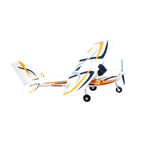 RC Plane Ranger Trainer With 850 Millimeter Wingspan 4 Channel in white and orange, ready-to-fly design, side view