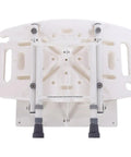Underside view of Wall Mounted Shower Chair With Easy Fold Away Design For Adults Adjustable Legs Space Saving Bath Seat