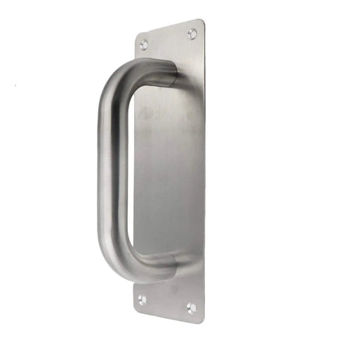 Stainless Steel Door Pull Handle With Plate Heavy Duty Barn Door Hardware For Shed Gate 7 7/8 Inch Long By 2 9/16 Inch Wide 180mm Mounting Centers